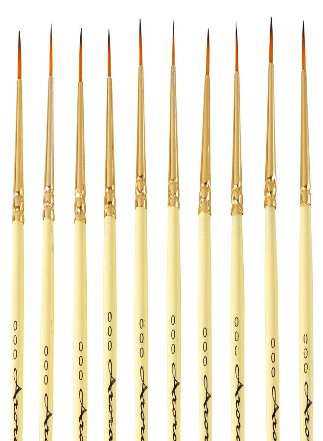 Arora Detail and Script Liner Round Paintbrush of 000 Number Fine Set of 10 for Watercolor, Acrylic and Intricate Painting Yellow, Wood - Image 2